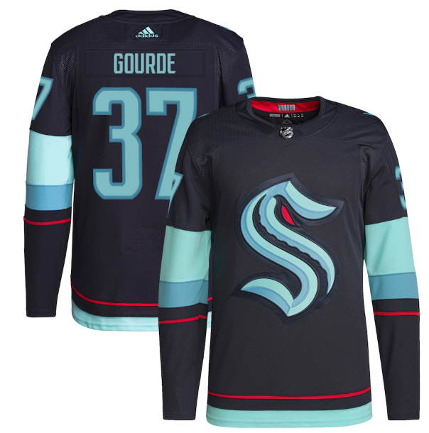Men's Seattle Kraken #37 Yanni Gourde Navy Stitched Jersey Men's Seattle Kraken #37 Yanni Gourde Navy Stitched Jersey
